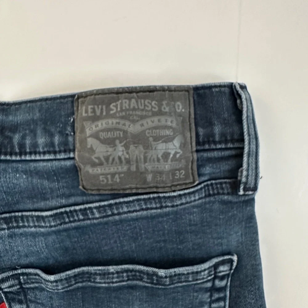 Levi's 514 Straight‎ Fit Jeans Mens 34x32 Dark Wash Blue Denim Pants